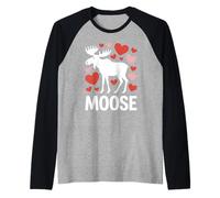 Moose Valentine's Day Heart Love Wildlife Animal Nature Raglan Baseball Tee