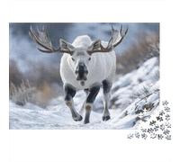 Moose Walking through Snowy Mountains Rätsel Für Erwachsene || 1000pcs (75x50cm) Puzzles Lernspiele Home Decor Puzzles