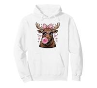 Moose Wearing Sunglasses Moose Bubble Gum Pink Coquette Bow Pullover Hoodie