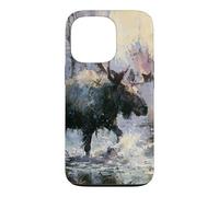 Moose Wilderness Painting Rustic Wildlife Nature Art Case for iPhone 13 Pro