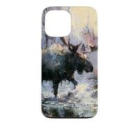Moose Wilderness Painting Rustic Wildlife Nature Art Case for iPhone 13 Pro Max