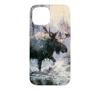 Moose Wilderness Painting Rustic Wildlife Nature Art Case for iPhone 15