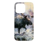 Moose Wilderness Painting Rustic Wildlife Nature Art Case for iPhone 15 Pro Max