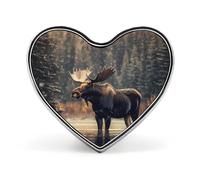 Moose Winter Wildlife Deer Brooch Pins Heart Badge Collar Lapel Pins Dress Backpack Accessories