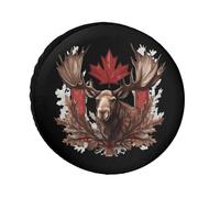 Moose with Canada Flag Funny Spare Wheel Cover Universal Tire Covers Waterproof Tyre Protectors for Travel Trailer Truck SUV