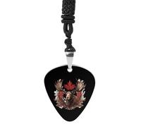 Moose with Canada Flag Guitar Pick Necklace Metal Pendant Necklaces Jewelry Rock Accessories Gifts for Women Men