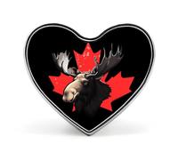 Moose with Canada Flag Metal Badge Pins Heart Brooches | Lapel Pins for Shirt Backpack Jacket Hat Coat Bag Clothing Jewelry Accessories Gifts for Women Men