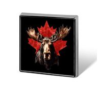 Moose with Canada Flag Square Badge Pin Metal Memorial Brooch Button Lapel Pins for Backpack Wedding