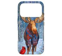 Moose With Red Scarf And Cardinal Bird Winter Case for iPhone 17 Pro