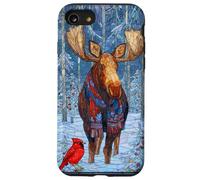 Moose With Red Scarf And Cardinal Bird Winter Case for iPhone SE (2020) / 7/8