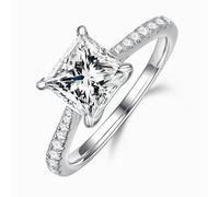MOOSEA 2ct Moissanite Princess Cut Engagement Rings for Women Wife, D Color VVS1 Clarity Lab Created Diamond Rings 925 Sterling Silver Wedding Rings Promise Rings for Her Moissanite Rings for Women