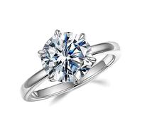 MOOSEA - 3 Carat 6 Claws Moissanite Rings for Women D Color VVS1 Lab Clarity Diamond Engagement Rings Lab Created Diamond Engagement Rings 14K White Gold, #6, White Gold, Created Moissanite