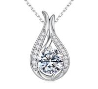 MOOSEA 925 Sterling Silver Moissanite Necklace 1-3ct D Color VVS1 Clarity Moissanite Necklace Anniversary Birthday Gift for Women Wife Girlfriend Mother Daughter, Sterling Silver, Moissanite