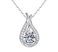MOOSEA 925 Sterling Silver Moissanite Necklace 1-3ct D Color VVS1 Clarity Moissanite Necklace Anniversary Birthday Gift for Women Wife Girlfriend Mother Daughter, Sterling Silver, Moissanite
