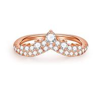 MOOSEA Crown Moissanite Wedding Band for Women, D Color VVS1 Clarity Lab Created Diamond Rings 14K White Yellow Rose Gold Vermeil Contour Moissanite Stackable Rings for Women Wedding Jewelry Gifts