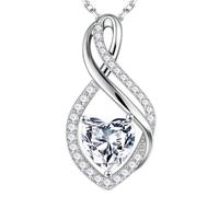 MOOSEA Infinity Moissanite Pendant Necklace 1-3ct Lab Made Moissanite Necklace 925 Sterling Silver Anniversary Birthday Wedding Gifts for Women, 1ct, Sterling Silver, Moissanite