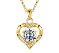 MOOSEA Moissanite Heart Pendant Necklace for Women 1-3ct Color D VVS1 Clarity 925 Sterling Silver Moissanite Necklace Anniversary Eternity Jewelry Gift for Wife, Sterling Silver, Artificial Moissanite