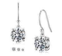 MOOSEA Moissanite Hook Earrings for Women 925 Sterling Silver 1-3ct D Color VVS1 Clarity Lab Made Moissanite Earrings for Women Anniversary Birthday Gifts for Wife, 1ct.tw(0.5ct*2), Sterling Silver