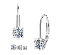 MOOSEA Moissanite Hoop Earrings for Women 925 Sterling Silver 1-3ct D Color VVS1 Clarity Lab Made Moissanite Leverback Earrings for Women Anniversary Birthday Gifts for Wife, 1ct.tw(0.5ct*2), Sterling