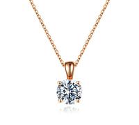 MOOSEA Moissanite Necklace for Women, 1.2ct Round D Color VVS1 Clarity Lab Created Diamond Necklace 14K White Yellow Rose Gold Vermeil 4 Prong Moissanite Pendant Necklace for Women Wife Jewelry Gifts