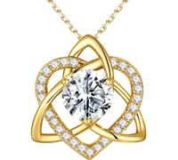 MOOSEA Moissanite Necklace for Women Celtic Knot Color 1-3ct Color D VVS1 Purity Moissanite Heart Pendant Necklaces Anniversary Birthday Gifts for Women Wife Mother, Sterling Silver, Moissanite