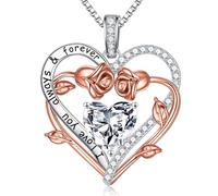 MOOSEA Moissanite Necklace for Women - S925 Sterling Silver Necklace with 1-3ct Moissanite Diamond Heart Color D VVS1 Clarity Gifts for Woman Anniversary Valentine's Day, 3.0 carats, Sterling Silver