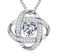 MOOSEA Moissanite Necklace Gifts for Women 1-3ct Love Knot Moissanite Necklace D Color VVS1 Clarity Lab Created Diamond Necklace Anniversary Jewelry Gifts for Wife, 3.0 carats, Sterling Silver