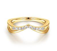 MOOSEA Moissanite Stackable Rings for Women, 14K White Gold Vermeil Double Wishbone Wedding Band D Color VVS1 Clarity Lab Created Diamond Double Curved Moissanite Wedding Band for Women