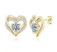 MOOSEA Moissanite Stud Earrings for Women 925 Sterling Silver Heart Round D Color VVS1 Moissanite Earrings Birthday Gifts for Women Anniversary Earrings Gifts Heart Earrings for Women, Precious Metal