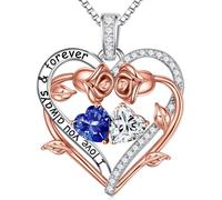 MOOSEA Rose Heart Moissanite Necklace Gifts for Women - S925 Sterling Silver Birthstone Moissanite Diamond Necklace 0.8ct D Color VVS1 Clarity, Anniversary Valentines Birthday Gifts for Wife Women Her