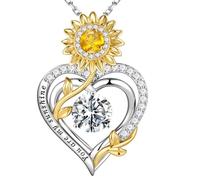 MOOSEA Sunflower Gifts for Women - 925 Sterling Silver Moissanite Sunflower Necklace Anniversary Birthday Gifts for Women Wife Girlfriend You Are My Sunshine Gifts Sunflower Jewelry, Sterling Silver