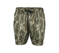 Mooselander Men's Athletic Camo Shorts - Lightweight, Breathable Gym Shorts with Zip Pockets for Active Comfort, Mossy Oak Original Bottomland, L