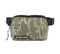 Mooselander - Men's Camo Fanny Pack w/Adjustable Waist Belt, Zippered Pockets, Compact Lightweight Belt Bag, Everyday Hip Pouch for Travel Outdoor Running Hunting, Black, Mossy Oak New Bottomland