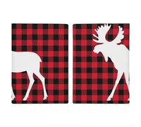 Mooses Buffalo Plaid Set Travel Passport Wallet Credit Card Holder Cover Case Protector