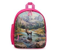 Mooses Crossing Streams Flying Bird 13 Inch Backpack Shoulder Bag Pink | Travel Back Pack with Cute Graphics