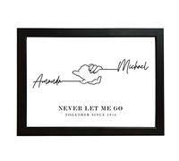 Mooseys Personalised Beautiful Valentines Day Gift, Never Let Me Go, Engagement Wedding Print for His or Her, Husband and Wife