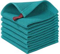 Moosfor 100% Cotton Kitchen Cleaning Cloths, Highly Absorbent Soft Dish Cloths, Quick Drying Kitchen Accessories for Washing Up, Pack of 6, 30 x 30 cm, Green