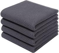 Moosfor 100% Cotton Tea Towels 4 Pk 32 x 71 cm Dish Cloths Dark Grey