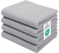 Moosfor 100% Cotton Tea Towels 4 Pk 32 x 71 cm Dish Cloths Light Grey