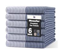 Moosfor 100% Organic Cotton Tea Towels Extra Large, Highly Absorbent Soft Dish Cloths, Lint Free Quick Drying kitchen towel, Premium Dish Towels for Kitchen, Pack of 6, 46 x 72 cm, Navy Blue