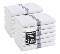 Moosfor 100% Organic Cotton Tea Towels Extra Large, Highly Absorbent Soft Dish Cloths, Lint Free Quick Drying kitchen Towel, Premium Dish Towels for Kitchen, Pack of 12, 38 x 64 cm, Grey