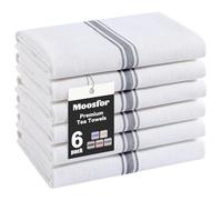 Moosfor 100% Organic Cotton Tea Towels Extra Large, Highly Absorbent Soft Dish Cloths, Lint Free Quick Drying kitchen Towel, Premium Dish Towels for Kitchen, Pack of 6, 38 x 64 cm, Grey
