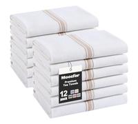 Moosfor 100% Organic Cotton Tea Towels Extra Large, Highly Absorbent Soft Dish Cloths, Lint Free Quick Drying kitchen Towel, Premium Dish Towels for Kitchen, Pack of 12, 38 x 64 cm, khaki