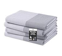 Moosfor 100% Organic Cotton Tea Towels Extra Large, Highly Absorbent Soft Dish Cloths, Lint Free Quick Drying kitchen towel, Premium Dish Towels for Kitchen, Pack of 4, 46 x 72 cm, Grey