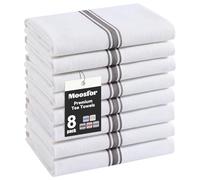 Moosfor 100% Organic Cotton Tea Towels Extra Large, Highly Absorbent Soft Dish Cloths, Lint Free Quick Drying kitchen Towel, Premium Dish Towels for Kitchen, Pack of 8, 38 x 64 cm, Black