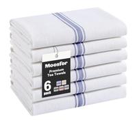 Moosfor 100% Organic Cotton Tea Towels Extra Large, Highly Absorbent Soft Dish Cloths, Lint Free Quick Drying kitchen Towel, Premium Dish Towels for Kitchen, Pack of 6, 38 x 64 cm, Navy Blue