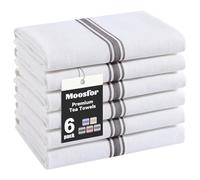 Moosfor 100% Organic Cotton Tea Towels Extra Large, Highly Absorbent Soft Dish Cloths, Lint Free Quick Drying kitchen Towel, Premium Dish Towels for Kitchen, Pack of 6, 38 x 64 cm, Black