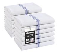 Moosfor 100% Organic Cotton Tea Towels Extra Large, Highly Absorbent Soft Dish Cloths, Lint Free Quick Drying kitchen Towel, Premium Dish Towels for Kitchen, Pack of 12, 38 x 64 cm, Navy Blue