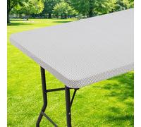 Moosfor Printed Spandex 6FT Table Cloth, Elastic Fitted Tablecloth | Rectangle Patterned Table Cover, Stretch Washable Table Cloths for Picnic, Patio, Dining, Kitchen, Woven