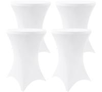 Moosfor Spandex Cocktail Table Covers 4 Pack, Elastic Fitted Stretch Table Cloth, Round High Top Tablecloths for Bar, Party, Pub, Wedding & Banquet (White, 24x43 Inch)